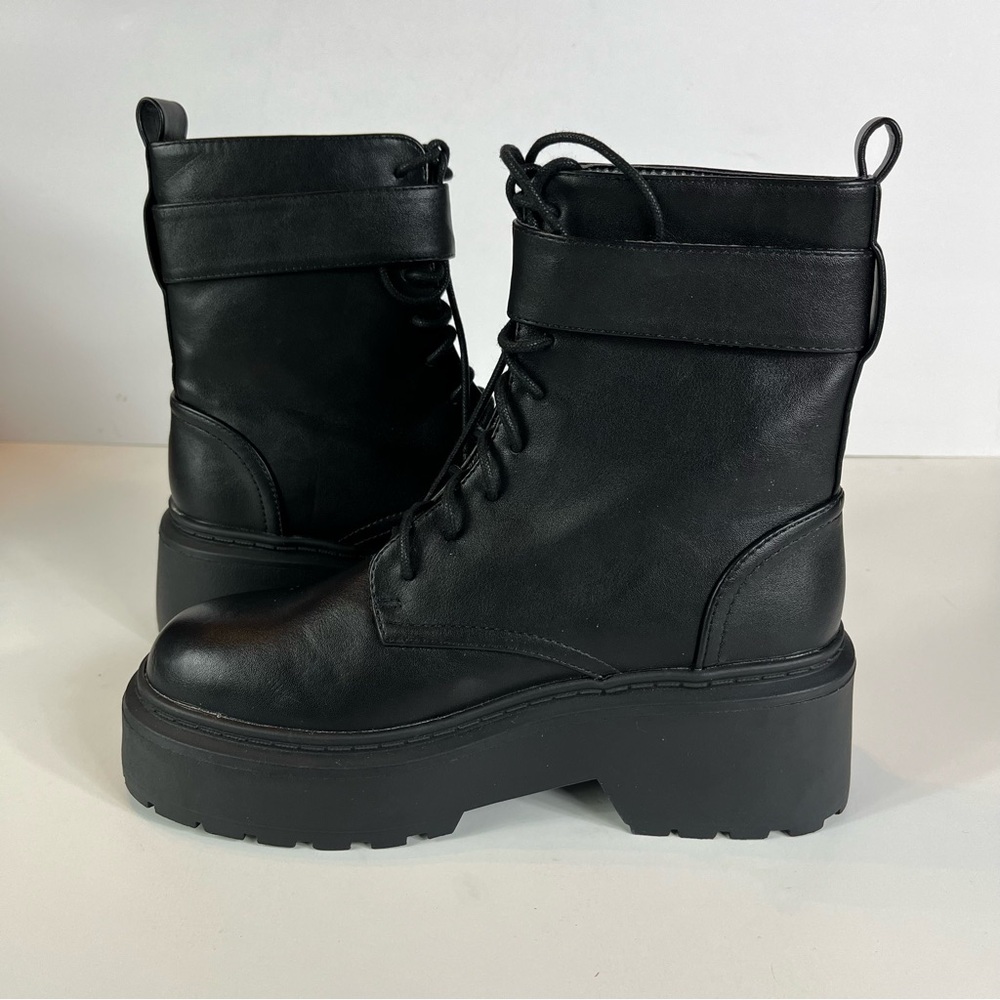 NWOT Billini Xanti vegan leather platform combat lug sole ankle boots - Picture 7 of 11